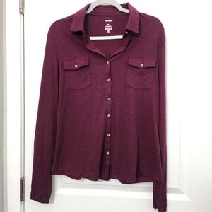 5/$30  Sonoma  Burgundy Button-Up Top Size Xlarge